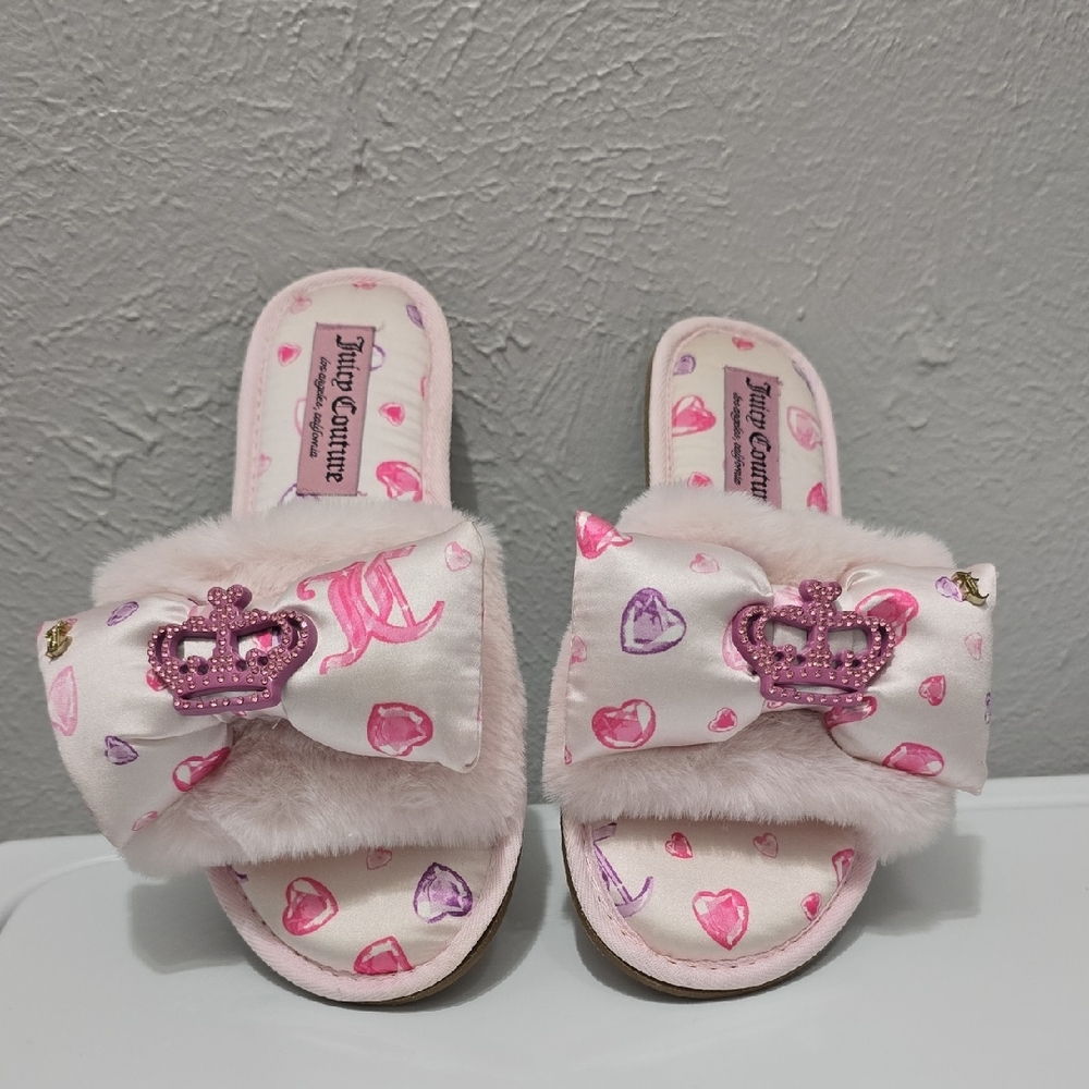 Juicy Couture Pink and Purple Heart Slippers